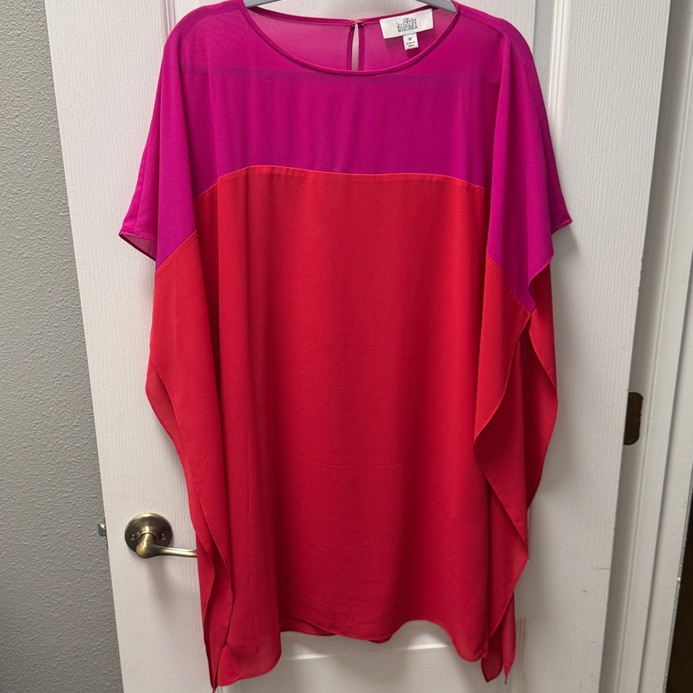 Badgley Mischka Fuchsia Sheer Top